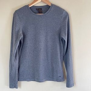 **SOLD** REI organic cotton grey long sleeve crewneck T shirt, 50+ upf, size L